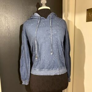 💜 Gray & Gray Star Patch Blue Terrycloth Hoodie